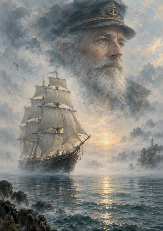 Sticker Sheet / Greeting Card – Captain’s Ghostly Voyage Through Mist Full Cat. No 10769