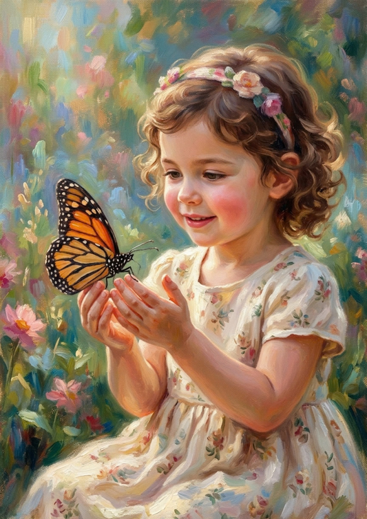 Sticker Sheet / Greeting Card – Beautiful Girl & Butterfly Full Cat 10778