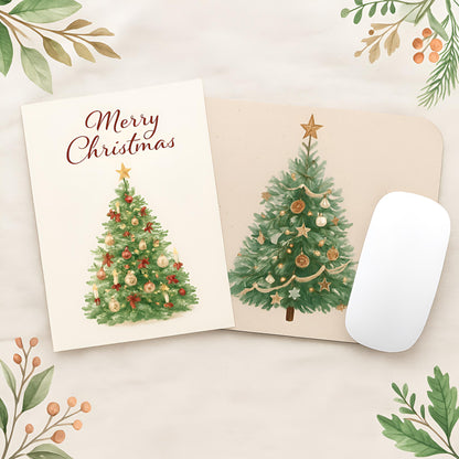 Watercolor Christmas Trees Clipart Set: 36 PNG Designs with Transparent Background
