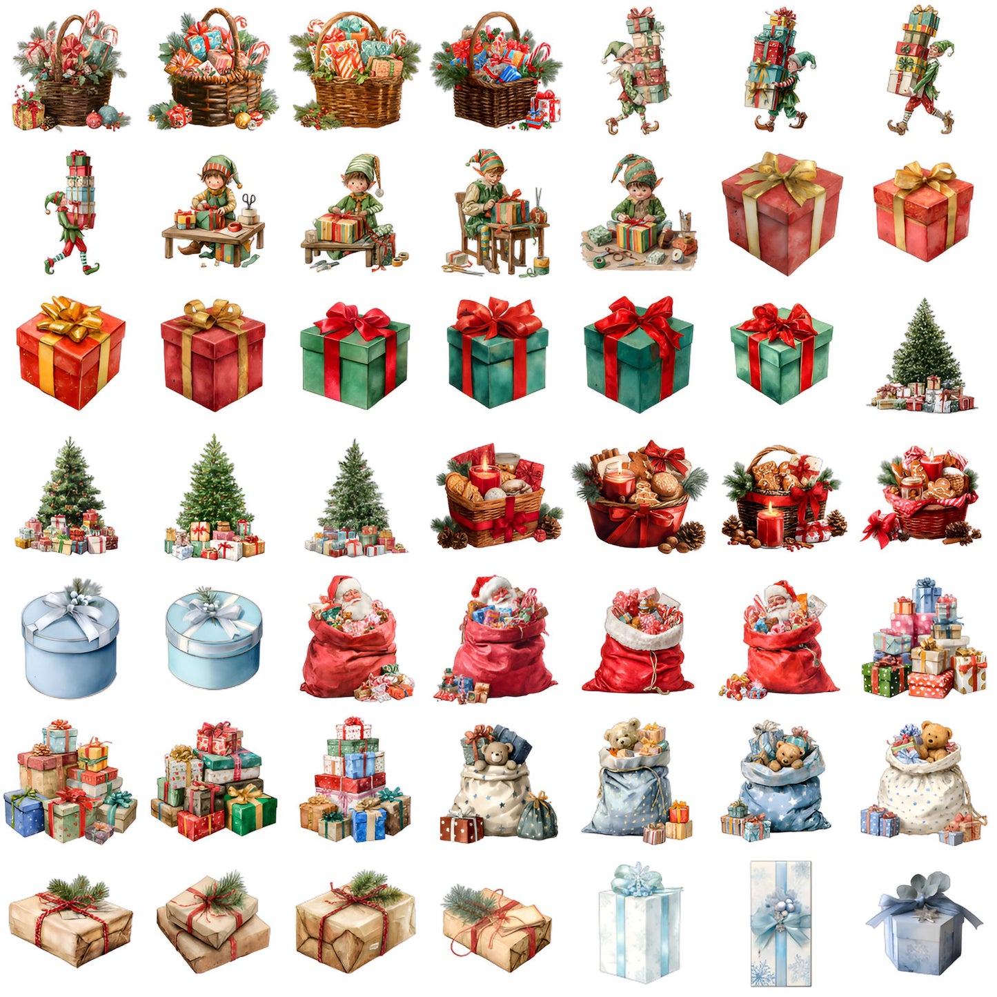 Watercolor Christmas Mega Clipart Bundle – 850+ PNG Designs with Transparent Background