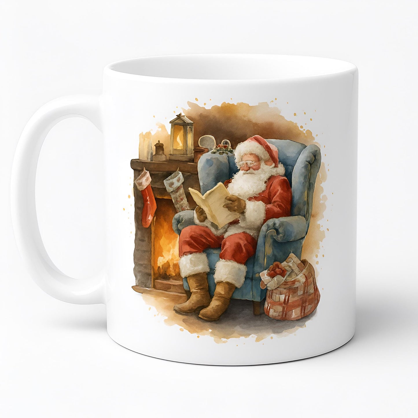 Watercolor Christmas Santa Scenes Clipart Set: 64 PNG Designs – Transparent Background – 300 DPI
