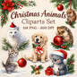 Sticker Sheet – Watercolor Christmas Animals Clipart Bundle: 118 PNG, 300 DPI (Digital Download