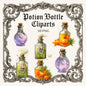 Watercolor Potion Bottles Clipart Set: Halloween Magic, 20 PNG (Instant Download)