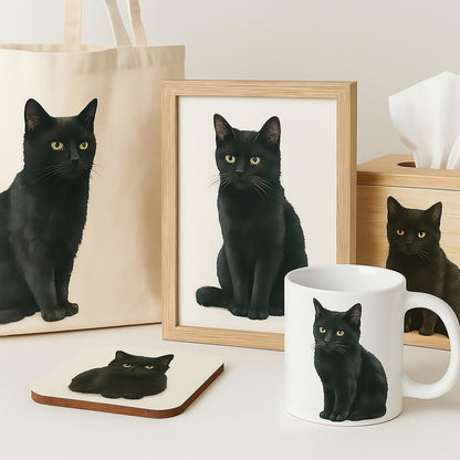 Watercolor Black Cat Clipart Set: Halloween Graphics (16 PNG)
