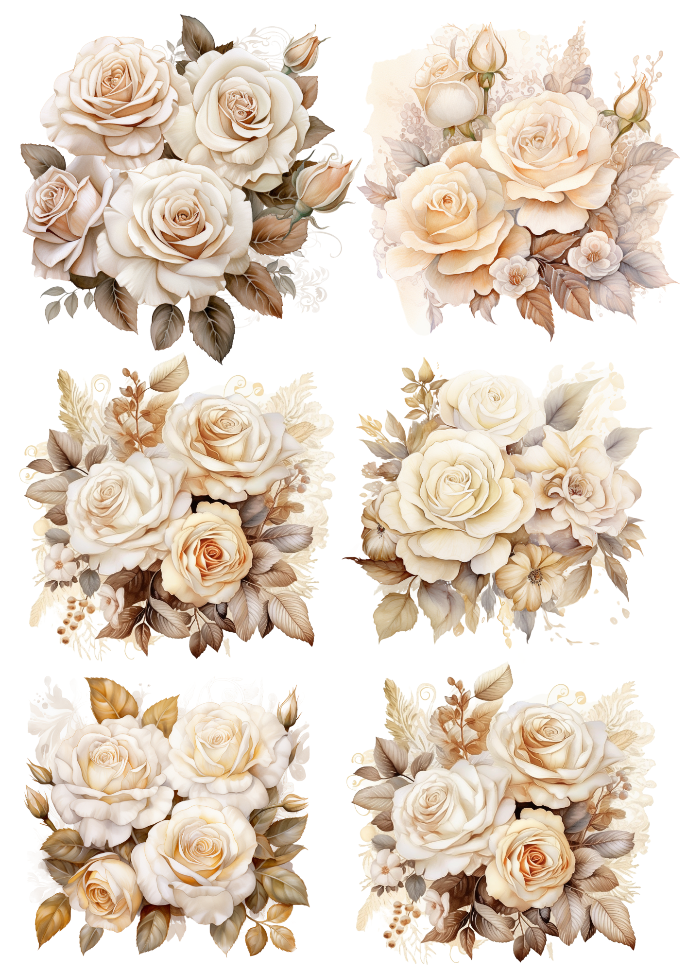 Sticker Sheet – Bouquet of Vintage Roses Collage Cat No. 4020