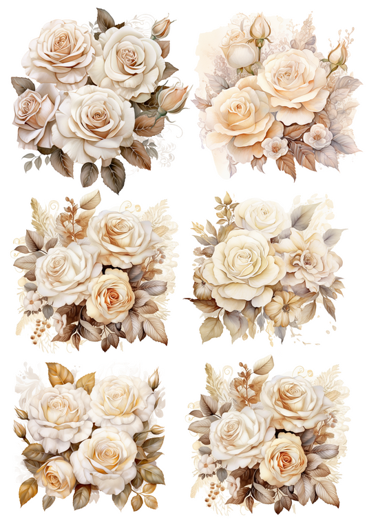Sticker Sheet – Bouquet of Vintage Roses Collage Cat No. 4020