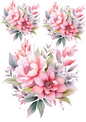 Stickerbogen – Collage mit rosa Blumensträußen, Kat.-Nr. 4023