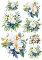 Wall Art Poster / Greeting Card / Sticker Sheet – Bouquets of White Flowers Collage Cat No. 4025