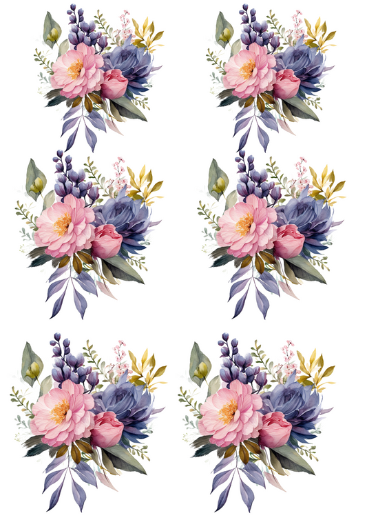Sticker Sheet – Bouquets of Blue Flowers Collage Cat No. 4027