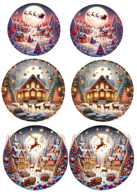 Sticker Sheet – Christmas Scenes in Circles Collage Cat No. 4029