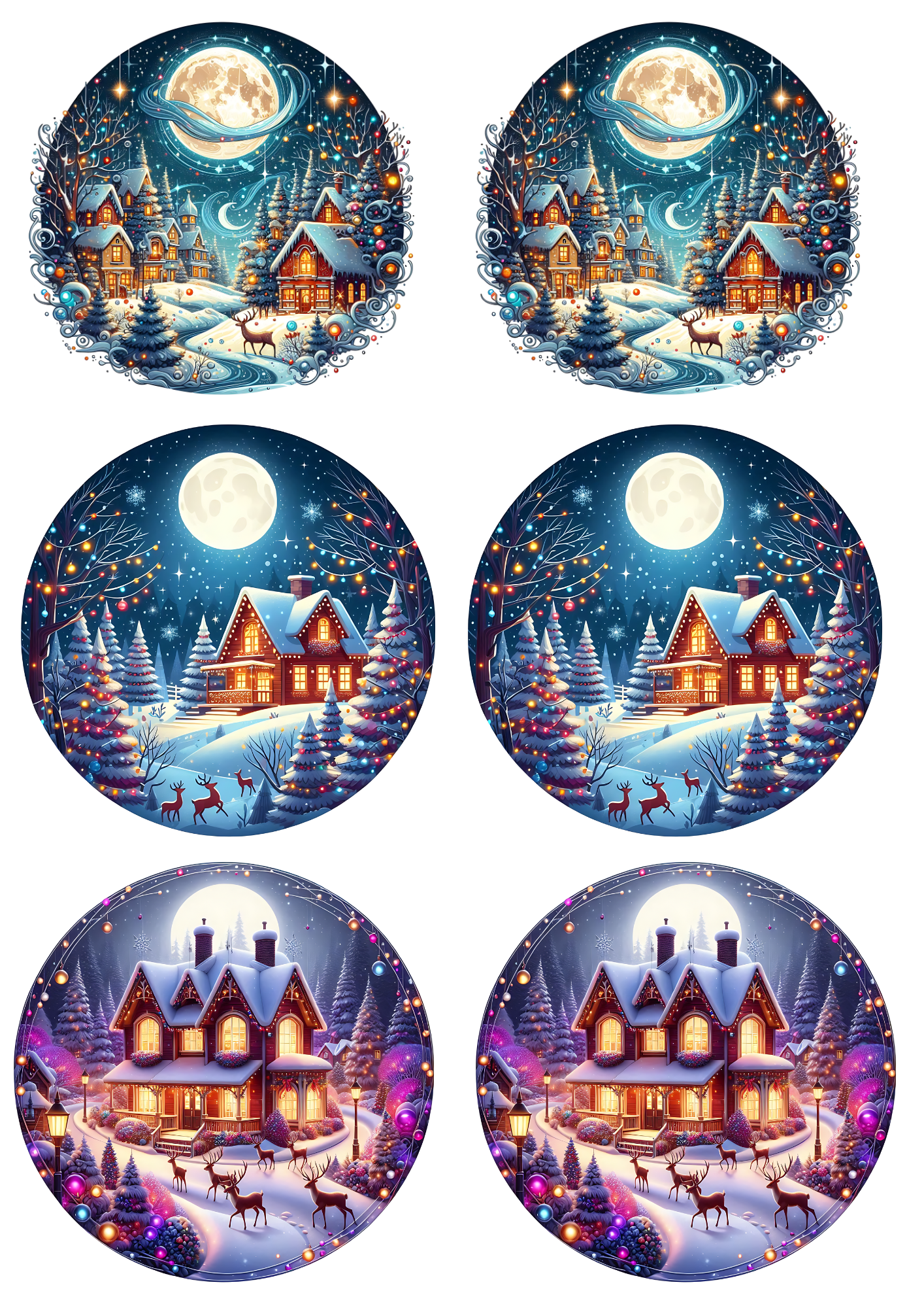Sticker Sheet – Christmas Village in Circles Collage Cat No. 4031
