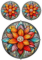 Wall Art Poster / Greeting Card / Sticker Sheet – Flower In Round Frame Collage Cat No. 4083