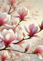 Wall Art Poster / Greeting Card / Sticker Sheet – Blooming Magnolia Branches Collage Cat No. 4093