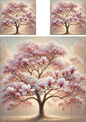 Wall Art Poster / Greeting Card / Sticker Sheet – Blossoming Magnolia Tree Collage Cat No. 4094