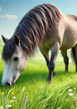 Wall Art Poster / Greeting Card / Sticker Sheet – Horse On The Meadow Full Cat No. 4097