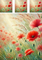 Wall Art Poster / Greeting Card / Sticker Sheet – Poppies 2 Collage Cat No. 4100