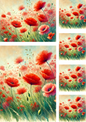 Wall Art Poster / Greeting Card / Sticker Sheet – Poppies 3 Collage Cat No. 4101