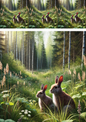 Wall Art Poster / Greeting Card / Sticker Sheet – Rabbit and Hare in the Forest 3 Collage Cat No. 4114