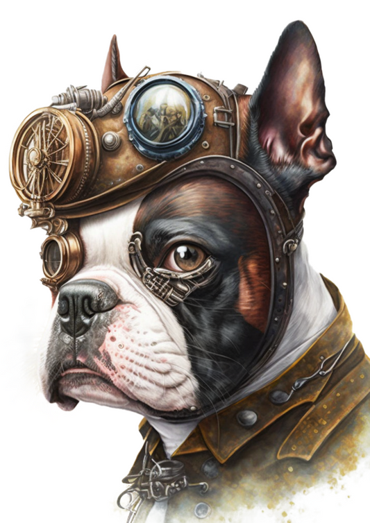 Sticker Sheet – French Bulldog Steampunk Dog Full Cat No. 4143