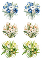 Wall Art Poster / Greeting Card / Sticker Sheet – Tulip Bouquets Watercolor Collage Cat No. 4175