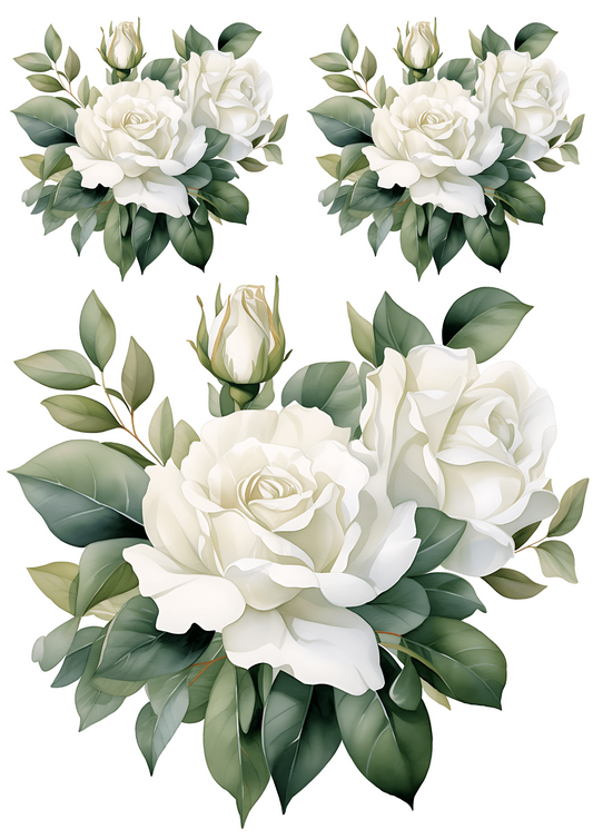 Sticker Sheet – White Rose Collage Cat No. 4181