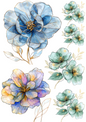 Klistremerkeark – Ethereal Blue Roses Collage Kat.nr. 4198