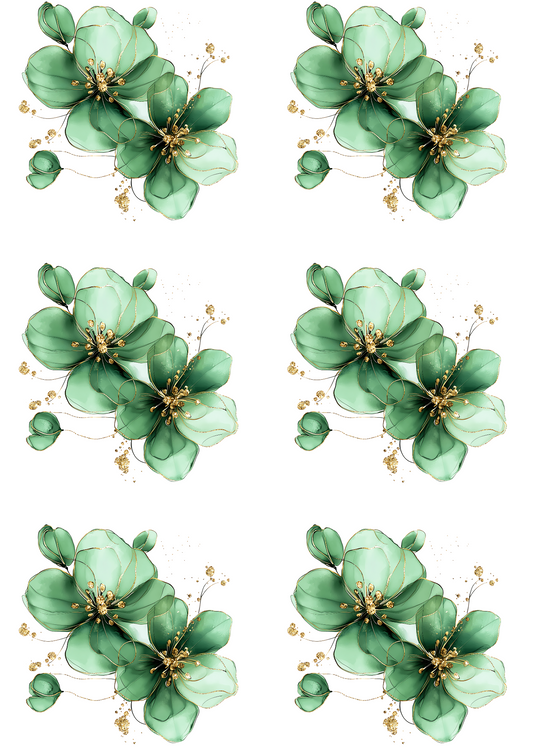 Sticker Sheet – Lush Emerald Blossom Collage Cat No. 4199