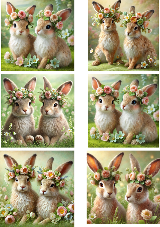 Sticker Sheet – Easter Bunnies In Wreaths 3 Collage Cat. No. 4253