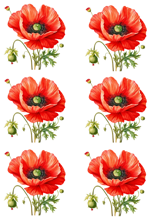 Sticker Sheet – Red Poppies Collage Cat. No.4256