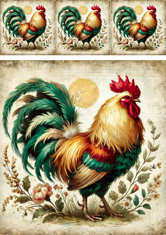 Sticker Sheet – Rooster Shabby Chic Collage Cat. No. 4289