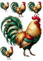 Klistremerkeark – Rooster 2 Shabby Chic Collage Kat. nr. 4290