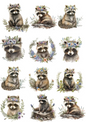 Stickerbogen – Waschbär im Kranz, Collage, Kat.-Nr. 4354