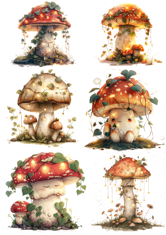 Sticker Sheet – Magic Mushrooms Toadstools Collage Cat. No. 4387