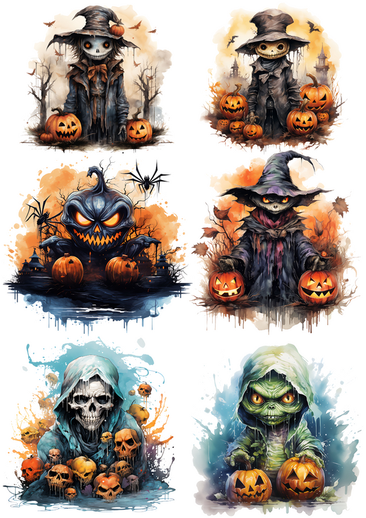 Sticker Sheet – Iconic Characters And Halloween Pumpkins Collage Cat. No.4411
