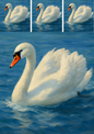 Wall Art Poster / Greeting Card / Sticker Sheet – Swan On The Water Collage Cat. No. 4416