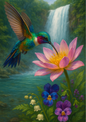 Wall Art Poster / Greeting Card / Sticker Sheet – Hummingbird Over Flower Full Cat. No. 4447