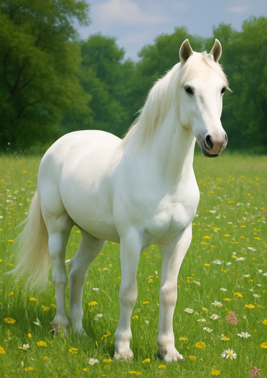 Sticker Sheet – White Horse On A Meadow Full Cat. No. 4448