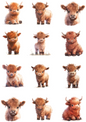 Wall Art Poster / Greeting Card / Sticker Sheet – Highland Cow Baby Collage Cat. No. 4464
