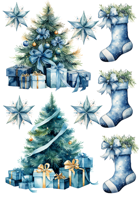 Sticker Sheet – Christmas Tree With Gifts And Sock Collage Cat. No. 4473