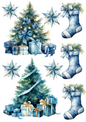 Wall Art Poster / Greeting Card / Sticker Sheet – Christmas Tree With Gifts And Sock Collage Cat. No. 4473