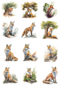 Wall Art Poster / Greeting Card / Sticker Sheet – Fox Collage Cat. No. 4509