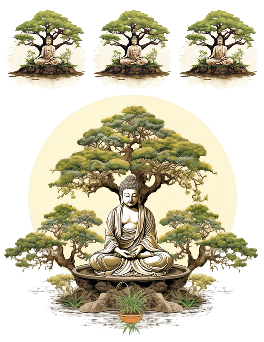 Sticker Sheet – Buddha Meditating Under Sacred Tree Full Cat. No. 4528