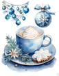 Wall Art Poster / Greeting Card / Sticker Sheet – Christmas Coffee and Christmas Tree Decorations Cat. No. 4545