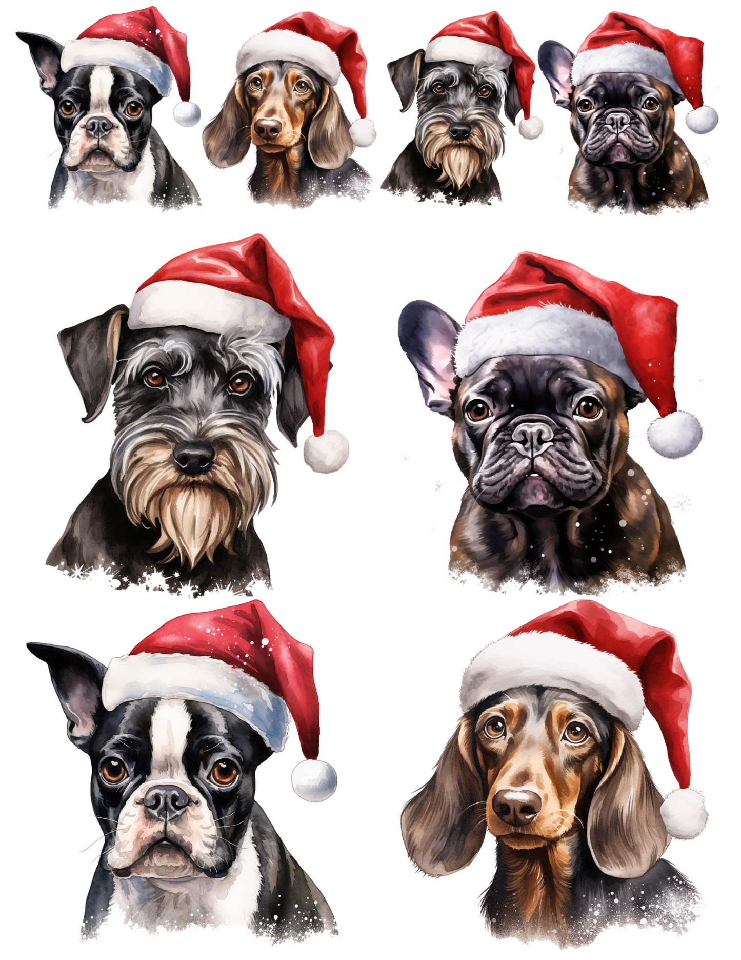 Sticker Sheet – Dog In Christmas Hat Different Breeds Collage Cat. No. 4549