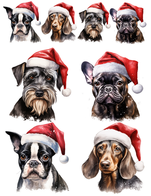 Sticker Sheet – Dog In Christmas Hat Different Breeds Collage Cat. No. 4549