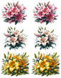 Wall Art Poster / Greeting Card / Sticker Sheet – Lilies Collage Cat. No. 4551