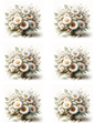 Wall Art Poster / Greeting Card / Sticker Sheet – Daisy Bouquets Collage Cat. No. 4553