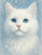 Wall Art Poster / Greeting Card / Sticker Sheet – White Cat Cat. No. 4569