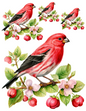 Wall Art Poster / Greeting Card / Sticker Sheet – Red Bird Collage Cat. No. 4578