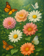 Stickerbogen – Blumen und Schmetterlinge, vollständig, Kat.-Nr. 4617